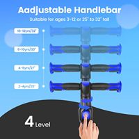Trottinette pour enfants de 3 à 6 ans, 4 hauteurs réglables, légère, 3 roues, pliable, roues en PU, utilisation en extérieur, design avec absorption des chocs