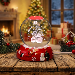 Lampada Notturna a Sfera di Cristallo 3D Intagliata, Luce LED USB per Soggiorno Moderno, Decorazione Natalizia con Babbo Natale, Galassia, <span class=keywords><strong>Luna</strong></span> e Albero - Product Image 1