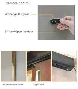 Kaca Pintu Geser Otomatis Magnetik, Sensor Pintu Geser Modern Otomatis, Film Kaca Pintar Dapat Diganti, Pintu Aluminium untuk Rumah