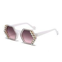 Lunettes de soleil 2328B à grande monture en plastique, protection UV400, style européen et américain, verres décoratifs en diamant, uniques
