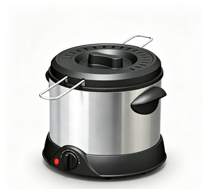 <span class=keywords><strong>Friteuse</strong></span> électrique portable 1000W en acier inoxydable antiadhésive pour usage domestique avec protection contre la surchauffe, pièces de rechange gratuites et retour/échange - Product Image 6