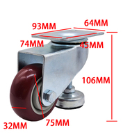 Roulettes pivotantes industrielles Roues en PU/PVC 360° rotatives Réglables Capacité de charge lourde 80 kg pour meubles Bancs de travail