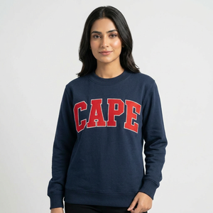 Sudadera Azul Marino con Cuello Redondo, Corte Regular, Algodón, Estampado de Letras en la Parte Delantera, Estilo Casual para Otoño, CLUSH SPORTS - Product Image 1