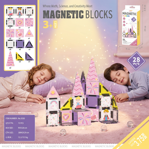 Tuiles magnétiques Château de Princesse 28 pièces 3,75 cm Blocs de construction STEM <span class=keywords><strong>Jouet</strong></span> éducatif Cadeau pour filles Enfants de 3 ans et plus - Product Image 2