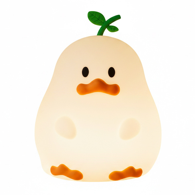 Silicone Kids Rechargeable Mini USB LED Night Light Cute Animal Love Duck Bedside Lamp Touch Control Colorful Night for Kids