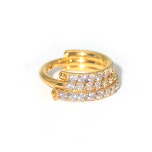 Anneau de nez en acier inoxydable or rose à trois couches avec zircon, serti à griffes, bijou de piercing de style géométrique pour soirée - Product Image 4