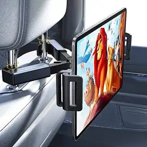 汽车头枕安装平板电脑支架伸缩式汽车后座座椅安装通用360旋转可调