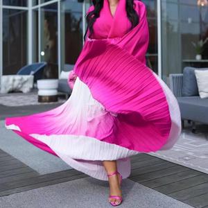 ชุดเซ็ต 2 ชิ้น เสื้อพิมพ์ลายจีบพลีทสไตล์แอฟริกา มิยาเกะ กระโปรงทรงสวิงไล่เฉดสี แฟชั่นสำหรับผู้หญิง - Product Image 3