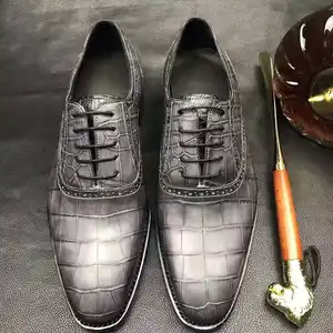 Goodyear New Formal Jacaré sapatos homens oferecem Nubuck crocodilo couro cópia sapatos homens luxo vestido de casamento personalizado sapatos para homens