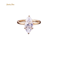 Bague en moissanite taille marquise de 1, 2 et 3 carats pour femme en argent sterling S925 avec sertissage de pierres tendance et service personnalisé