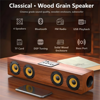 Speaker Kayu Berlapis Serat dengan Suara Surround Stereo Berkualitas Bioskop, Dilengkapi 4 Speaker Besar dan Bass yang Kuat, Mendukung Interkoneksi Nirkabel TWS