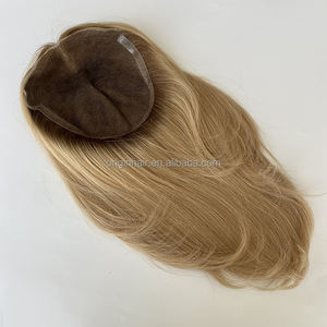 شعر مستعار نسائي من المصنع، شعر بشري خام 100%، قطعة شعر علوية بقاعدة من الدانتيل بلون بني فاتح متدرج للنساء - Product Image 2