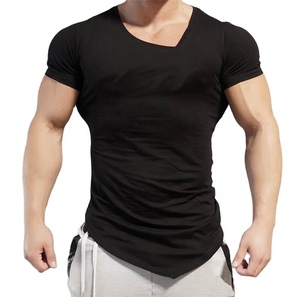 Camiseta deportiva de manga corta con cuello de pico para gimnasio, camiseta de talla grande para Fitness, culturismo - Product Image 1