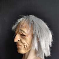 Grand-père vieil homme masque avec cheveux argentés réaliste rides tête humaine grand-père masque en Latex Cosplay Mardi Gras accessoires d'halloween