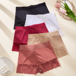 Braguitas de seguridad de encaje de talla grande para mujer, sin costuras, antidesgarros, tipo bóxer, ropa interior sexy, shorts lisos, venta al por mayor de fábrica, personalizables - Product Image 4