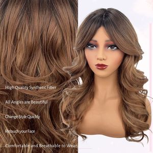 Peluca Sintética de Fibra Larga Media, Ondulada y con Degradado de Color para Mujer, Venta al Por Mayor - Product Image 3