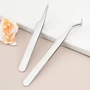 도매 고품질 고정밀 스테인리스 스틸 골드 클립 볼륨 족집게 두꺼운 7자형 클립 속눈썹 연장용 - Product Image 3