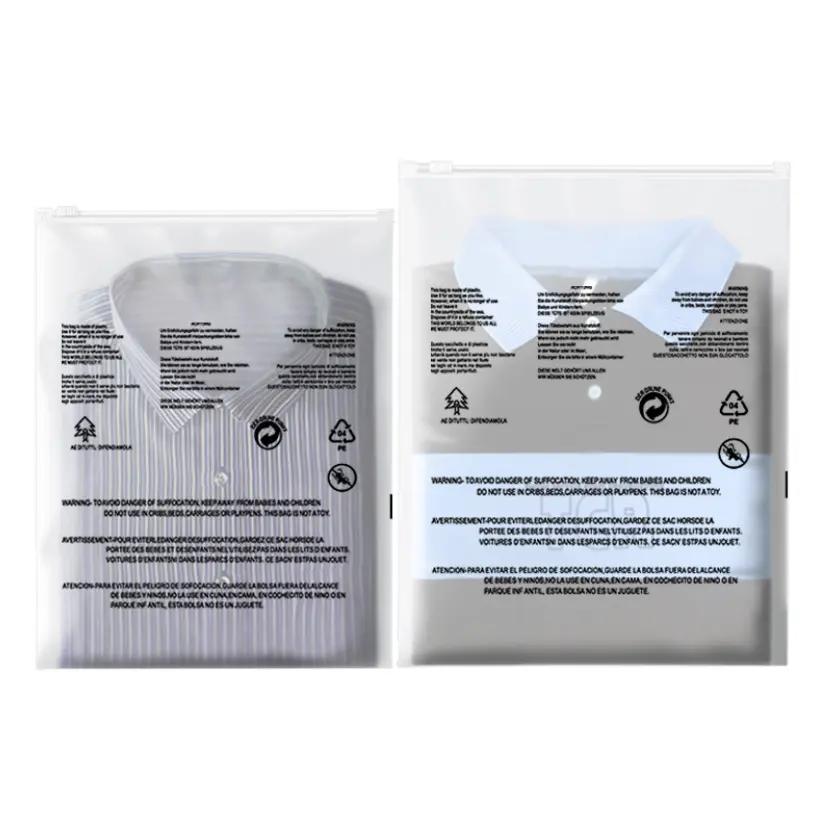 Clear Pe Zipper Bag Transparent Custom Frosted Plastic Zipper Bag Self Seal Clear Poly Bags With Suffocation Warning