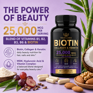 Suplemento de Biotina y Colágeno Natural ODM para Mejorar la Deficiencia Nutricional, Fortalecer el Cabello y las Uñas, Nutrir el Cuerpo, Cápsulas de Queratina y Vitaminas - Product Image 3