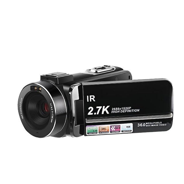 Handheld HD 2.7K 36MP Digital Video Camcorder with 16x Digital Zoom and 3.0 IPS Touch Screen for Vlogging and Photography