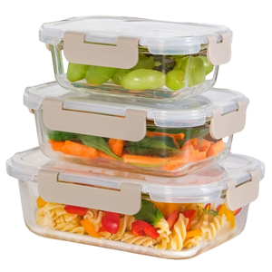 New Rectangular <b>Glass</b> Food Storage Container with <b>Glass</b> Lid, Pre-meal Preparation <b>Box</b> 2set - Product Image 1
