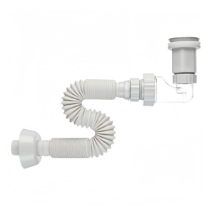 Kit de Sifón para Lavabo con Válvula de Descarga a Presión, Tapa de Acero Cepillado, Manguera Corrugada Extensible, Transparente y Anti-Reflujo para Baño - Product Image 3