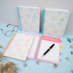 Carnet A5 à spirale pour étudiants, couverture rigide, 100 feuilles, style souriant, personnalisable (couleur et logo), vente en gros - Product Image 3