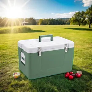 Caixa refrigeradora de plástico rígido para armazenamento de bebidas, vegetais, frutas e frutas, refrigerador de ar livre, caixa de armazenamento de água fria 33L