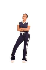 Set Primaverile 2026 Casual da Donna, Camicia <span class=keywords><strong>POLO</strong></span> con Colletto e <span class=keywords><strong>Pantaloni</strong></span> Blu Navy, 2 Pezzi in Cotone Lavorato a Maglia, Abbigliamento Loungewear - Product Image 5