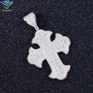 Fine Jewelry baguette Moissanite <b>Cross</b> Pendant S925 Silver <b>Gold</b> Plated Custom Chain Pendant for Jewelry Making Pendant Charms - Product Image 5