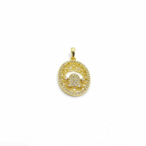 Pendentif géométrique rétro doré style européen et américain, cœur et lune creux, breloque en zircon, accessoire DIY unisexe pour usage quotidien - Product Image 5