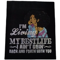 Black Girl Lady Sparkle Bling Bling Crystal Design Heat Press Strass Transferts pour Baby Shower Onesies Nursery Gifts