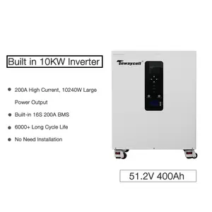 10 years warranty Powerwall 20kwh solar battery with 10kw inverter All in one Solar 51.2v 400Ah Lifepo4 battery pack