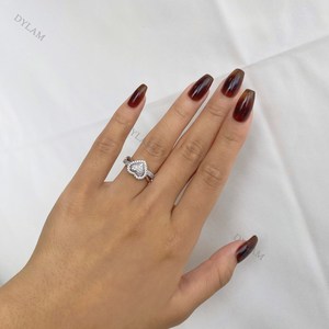 Dylam-anillos de plata de ley 5A con zirconia cúbica, anillos de compromiso con zirconia cúbica, zirconia, circonita, zirconita, forma de flor solar, para mujeres - Product Image 4