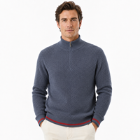 Pull-over en jersey tricoté à manches longues pour homme, 100% coton BCI, avec fermeture éclair 1/4 ou demi-fermeture éclair, certifié BSCI/WRAP