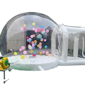 Maison à bulles gonflable blanche modèle transparent avec souffleur d'air 3x3M 4*4M ballons de trampoline de taille personnalisée