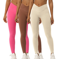 Sm2308-1 'S-Xxl Vrouwen Yoga Leggings Naakt Gevoel Strakke Sport Dragen Polyamide Hoge Taille Cross Taille Yoga Panty
