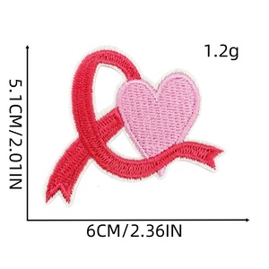 Parche Bordado Ecológico con Cinta Rosa, Concientización, Apoyo y Esperanza, Tema de Cáncer de Mama, Parches Bordados Personalizados para Ropa - Product Image 4