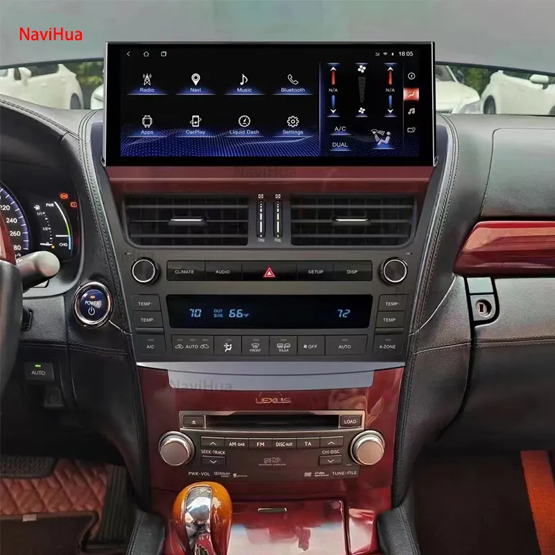 Navihua Android 12 Auto Electronics12.3インチGPSナビゲーションマルチメディアシステムカーラジオDVDプレーヤーforLexusLS600 2006-2012