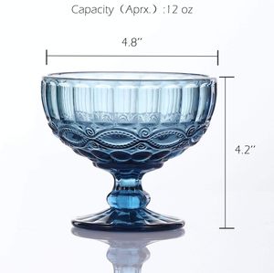 Tazones de cristal vintage de 12 oz con patrón prensado, con <span class=keywords><strong>pie</strong></span>, para helado, postres, ensaladas, dulces y pasteles, para el hogar, fiestas y bodas - Product Image 4