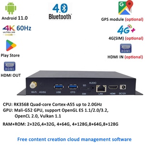 RK3399 4K UHD خارج وداخل الولايات المتحدة 3.0G + 5G WIFI Android 4 + 64G شبكة واسعة CMS LCD لافتات رقمية - Product Image 4