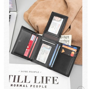 Boshiho Custom Front Pocket Trifold <b>Wallet</b> Genuine Leather <b>Wallet</b> <b>RFID</b> <b>Blocking</b> Credit Card Holder for Men - Product Image 2