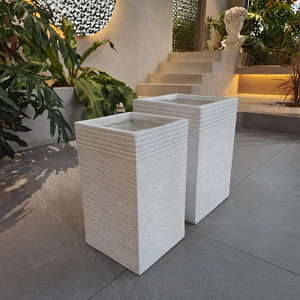 <span class=keywords><strong>Vente</strong></span> directe usine – Grand pot à fleurs en céramique 40L blanc <span class=keywords><strong>carré</strong></span> léger, écologique, durable, biodégradable avec drainage au sol - Product Image 4