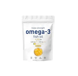 Triple Strength Omega 3 Fish Oil Supplements 4200mg Lemon Flavored Burpless | EPA DHA Deep Sea Fish