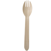 Fourchette-cuillère en bois de bouleau compostable vert 2-en-1, mini-fourchette-cuillère jetable en bois pour la maison, le jardin et les rassemblements informels