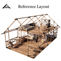 BOTEEN haute qualité Safari tente maison extérieure étanche grand bois luxe à deux étages Duplex Style Glamping hôtel tente