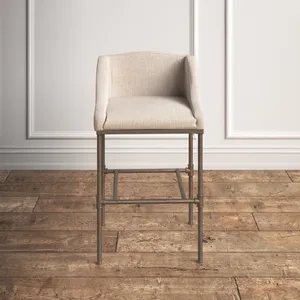 Estilo Rural francés con diseño industrial, barra de desayuno, Rincón de cocina, asiento de cubo con respaldo bajo, taburete tapizado de acero, 26" - Product Image 2