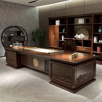 Nouveau bureau en bois massif chinois, table de patron, grand bureau, bureau du président, mobilier de bureau haut de gamme, table de superviseur en orme