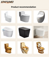 WC monobloc en céramique de luxe doré de haute qualité, à double chasse, avec chasse d'eau diamantée, siphon en P et abattant à fermeture douce, pour usage hôtelier