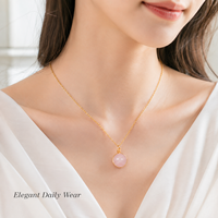 Collier pendentif en quartz rose naturel enroulé sur fil, chaîne en acier inoxydable, bijoux en or et argent